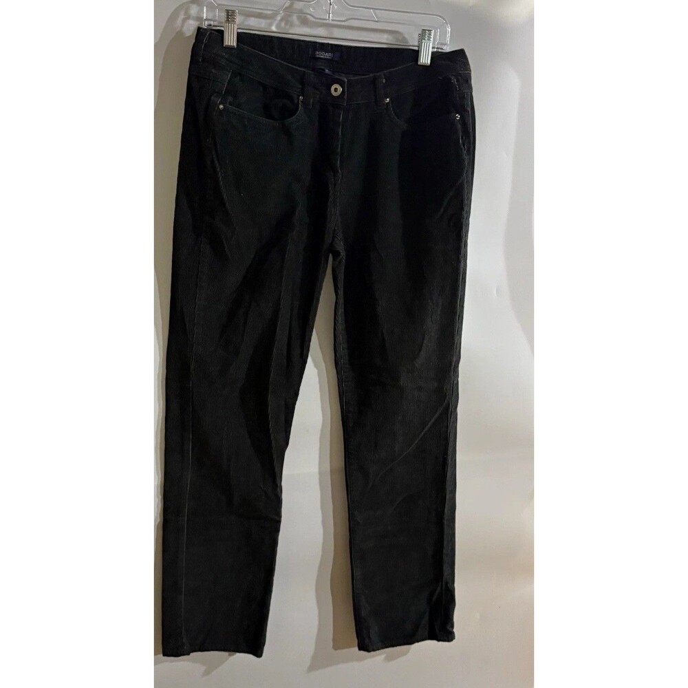 Bogari Woman’s Black Corduroy Straight Button-Fly Regular Fit Jeans Size 6